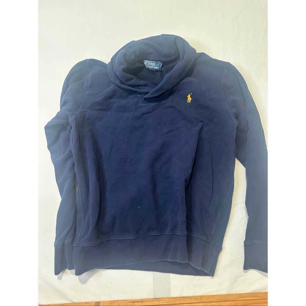 Polo Ralph Lauren Mens Vintage Shawl Collar Navy Sweater Pullover, Size L